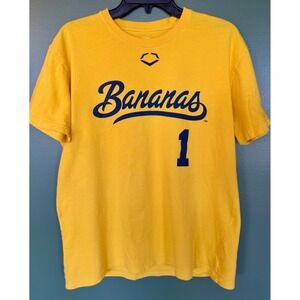 Savannah Bananas Baseball T-Shirt Yellow Blue Number 1 Large Womens
